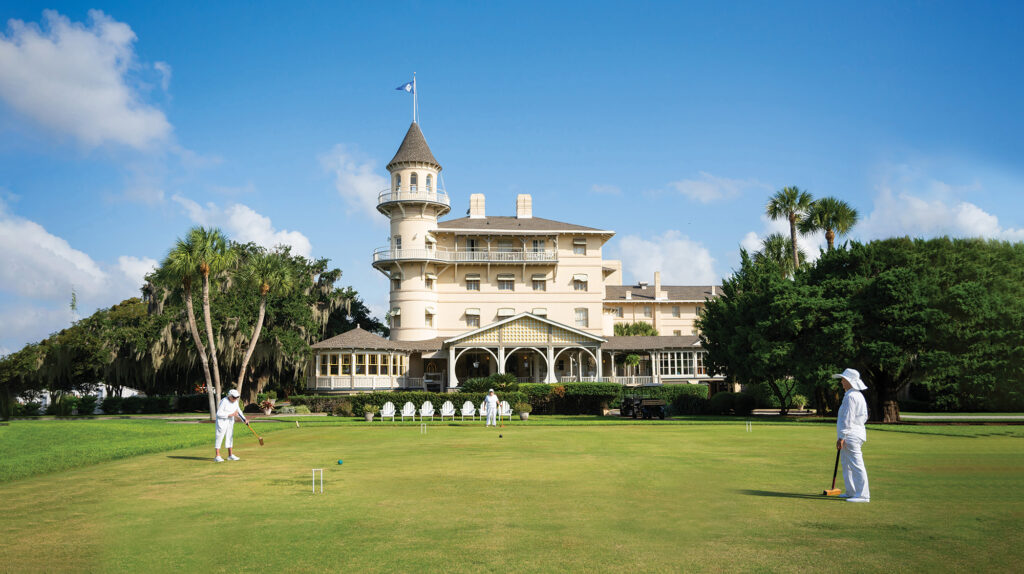 Playing croquet on the lawn of the Jekyll Island Club Resort