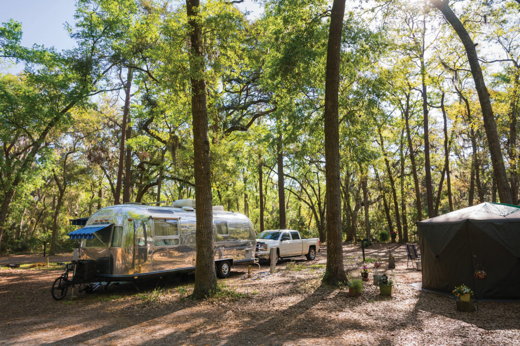 Airstream camping at campground