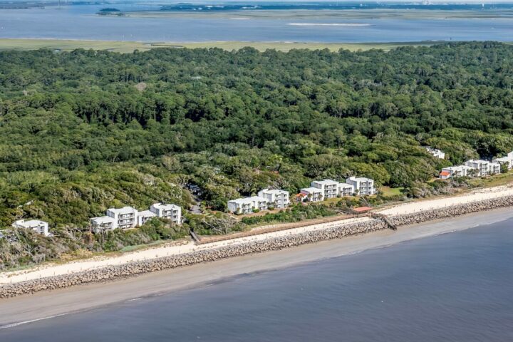 Aerial imagery of Villas by the Sea's ocean views