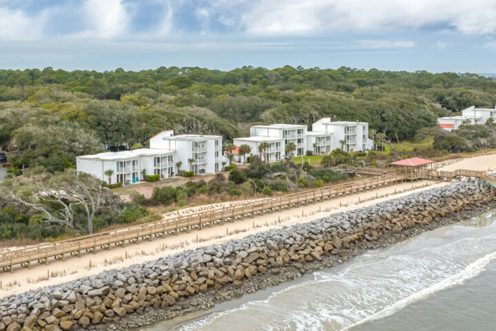Aerial imagery of Villas by the Sea's ocean views