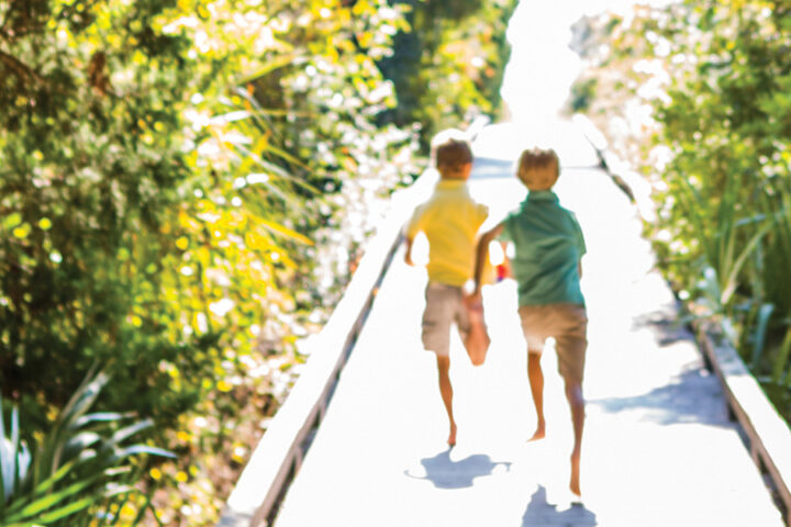 Kids running on Boardwalk