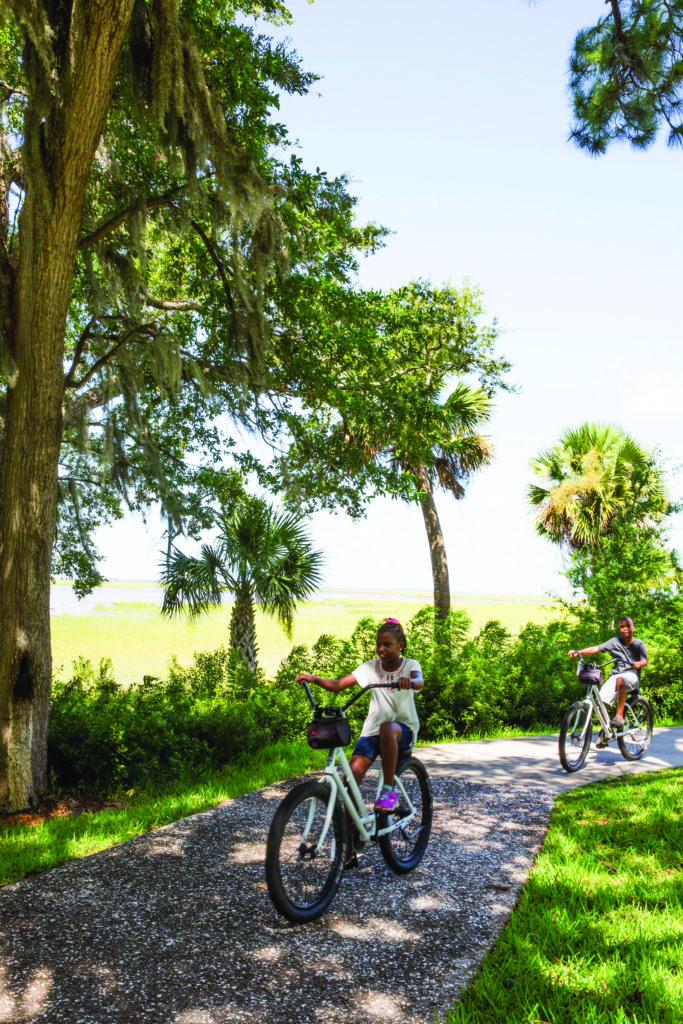 Bicycle ride by palm trees